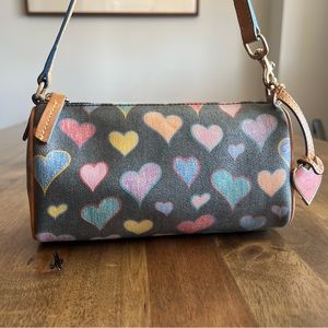 Dooney & Bourke Vintage Multi-colored Crayon Hearts Patterned Mini Bag